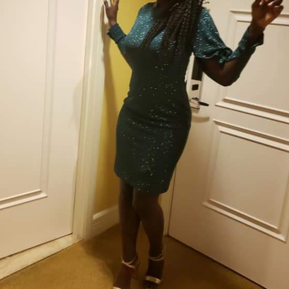 Calvin Klein Green Long Sleeve Knee Length Dress